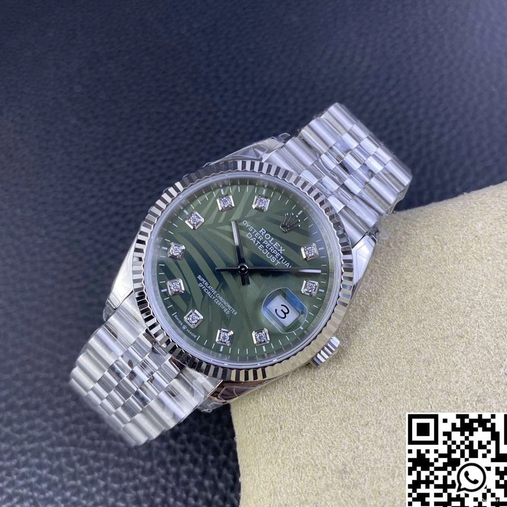 Hourmarker Diamond Stainless M126234 Dial Motif Factory 36MM Green Rolex Clean Datejust Steel 0212